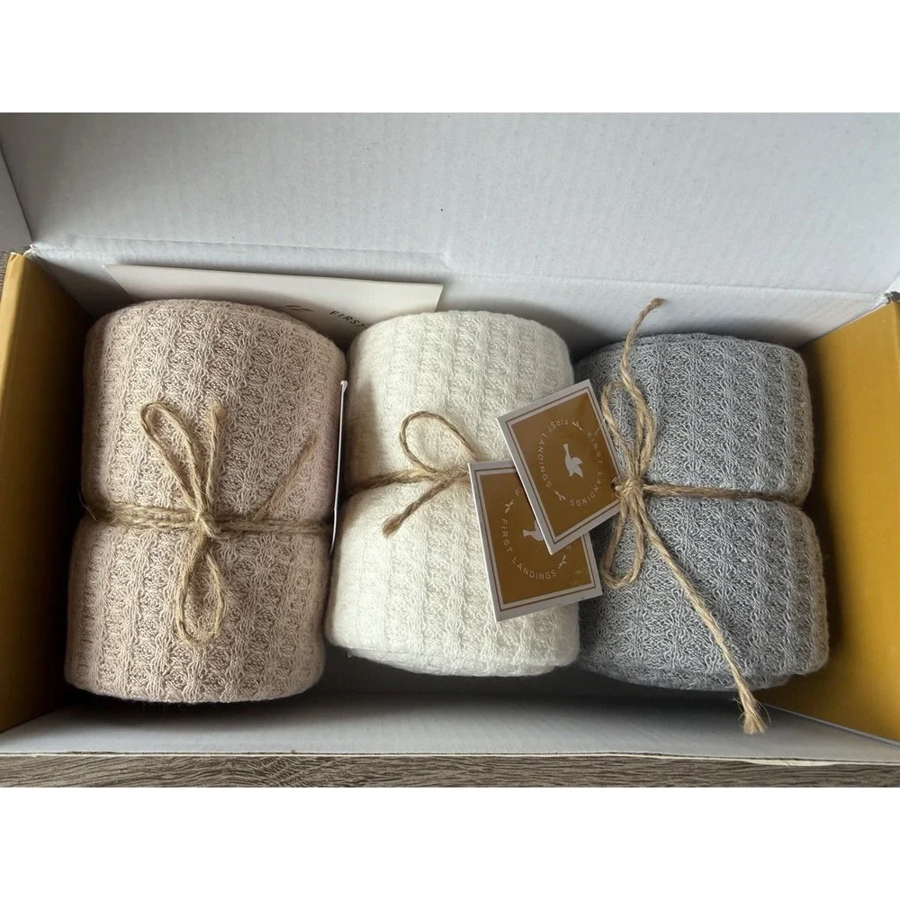 First Landings Newborn Photography Wraps, Swaddle Receiving Soft Knit 3-Pack NEW